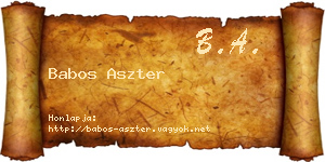 Babos Aszter névjegykártya